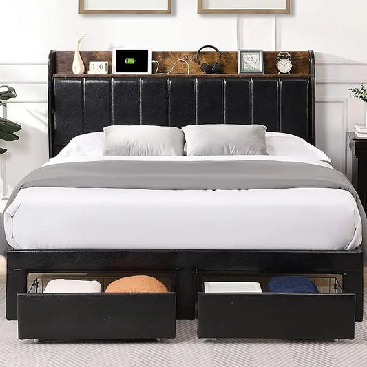 Modern White Storage Bed Frame - Decorstly