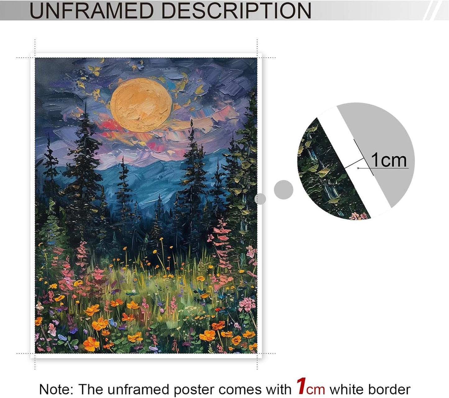 Moon Above The Wildflowers Canvas Painting