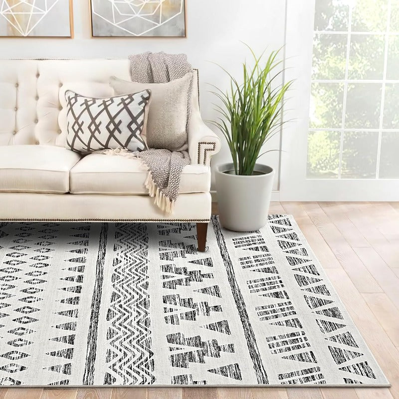 Moroccan Black Ivory Area Rug