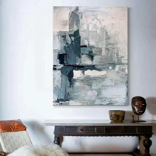 Nordic Abstract Blue White Texture Wall Art - Decorstly