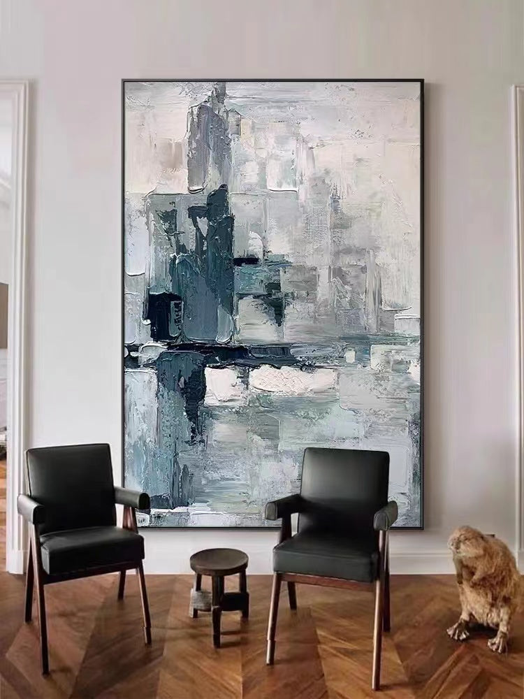 Nordic Abstract Blue White Texture Wall Art