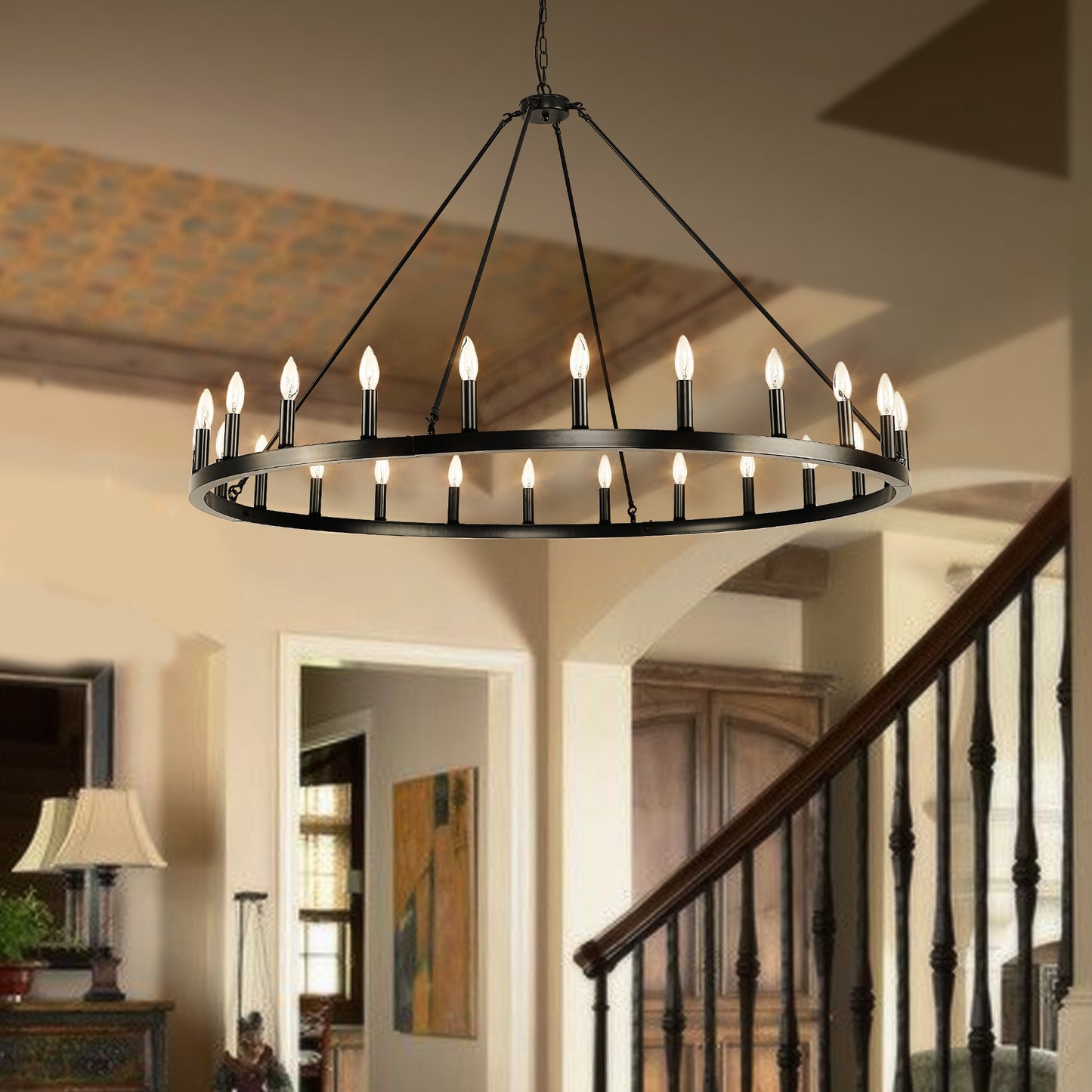 Rustic Wagon Wheel Chandelier