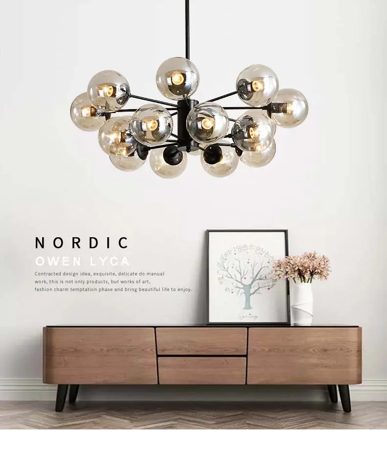 Black Glass Bubble Chandelier