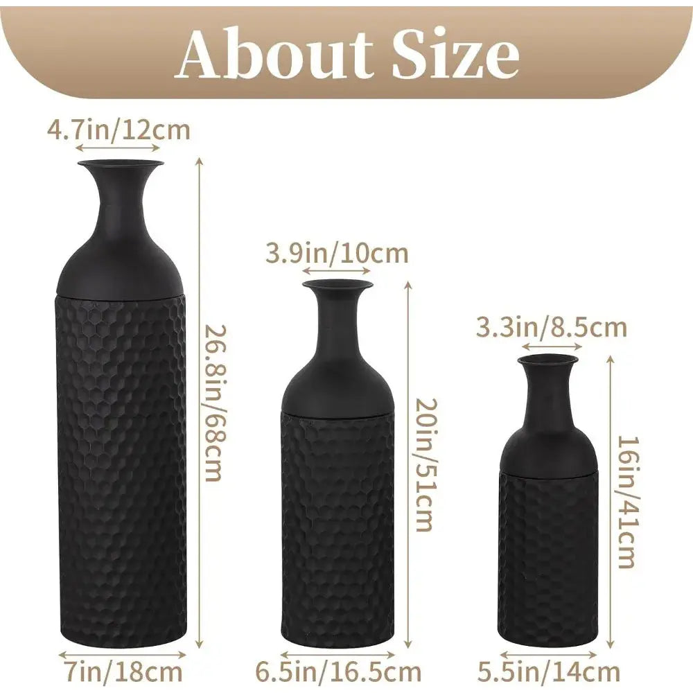 Honeycomb Texture Black Vases - Decorstly