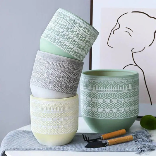 Nordic Leafy Ceramic Flower Pot - Decorstly