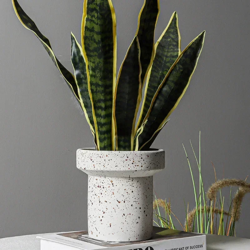 Stylish Speckled Cement Flower Pot