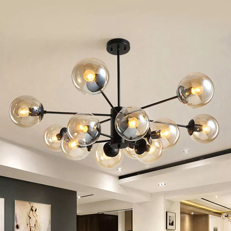 Black Glass Bubble Chandelier