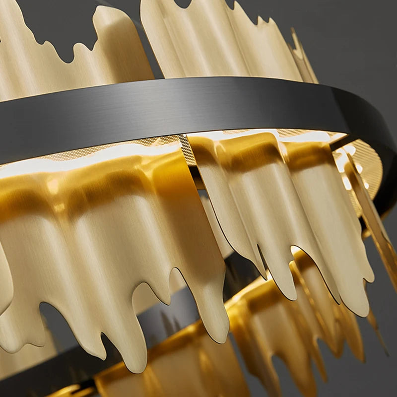 Gold Black Circular Led Chandelier