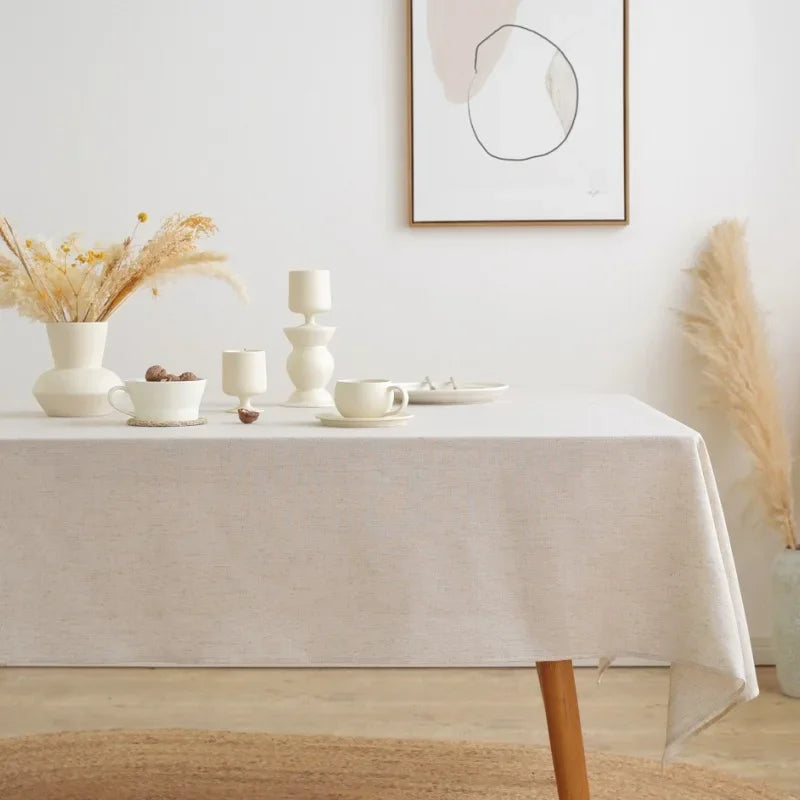 Plain Ruffled Tassels Tablecloth