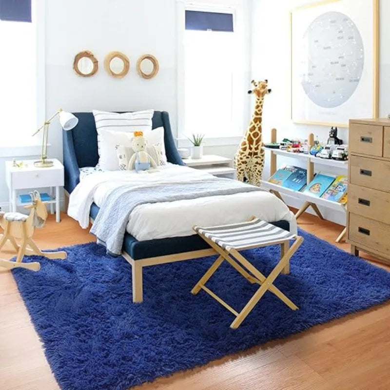 Deep Blue Fuzzy Rug