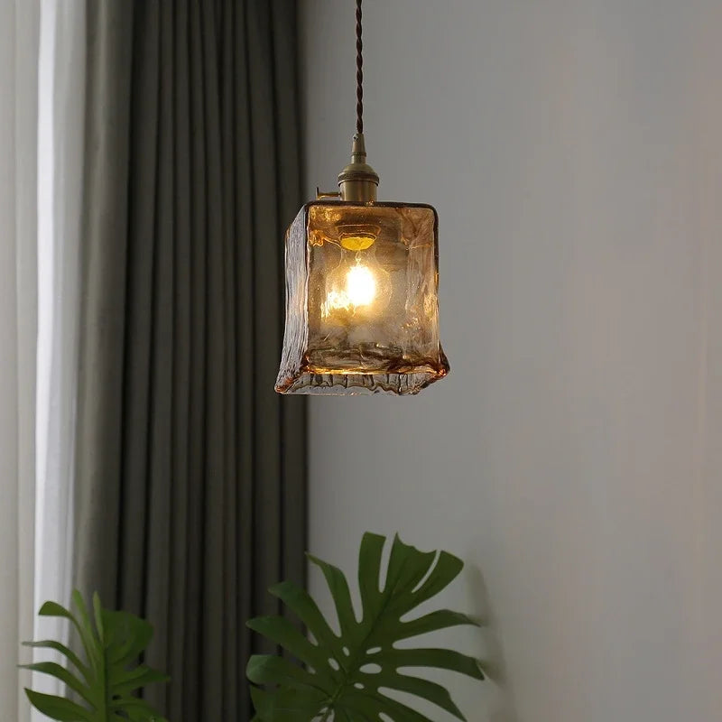 Amber Glass Kitchen Island Pendant Lamp