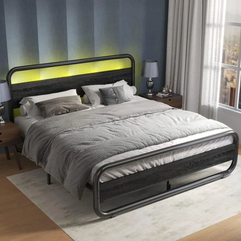 Luminous Metal King Bed Frame