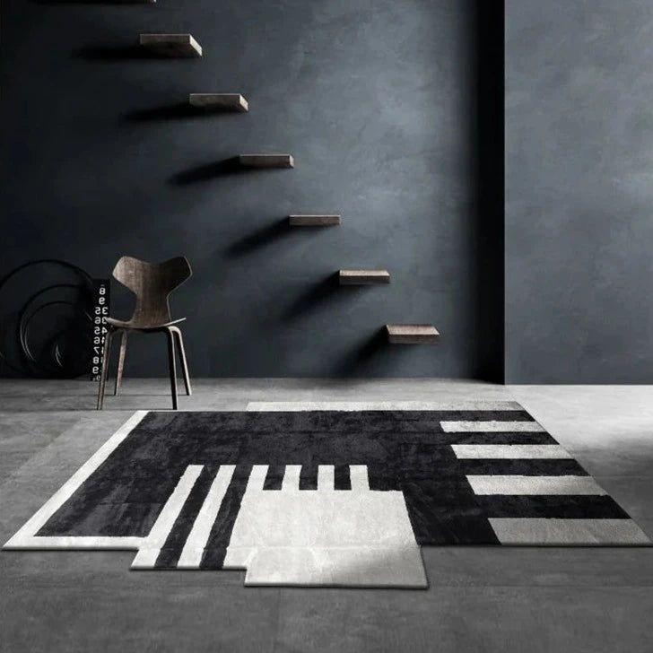 Minimalist Black and White Tapete Rug