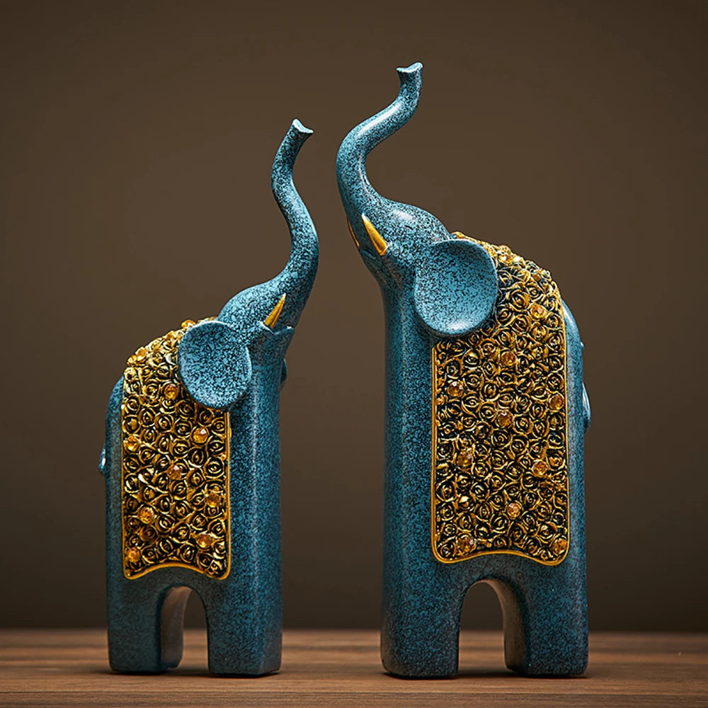 2Pcs Retro Blue Elephant Ornament
