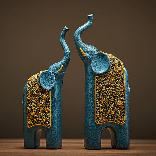 2Pcs Retro Blue Elephant Ornament