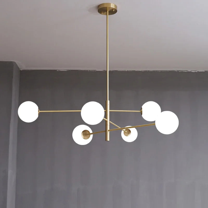 Modern Glass Brass Chandelier