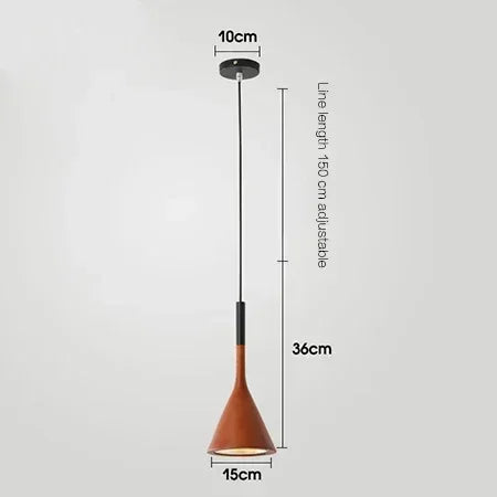 PureBeam pendant light with black and red shade, showcasing its dimensions.