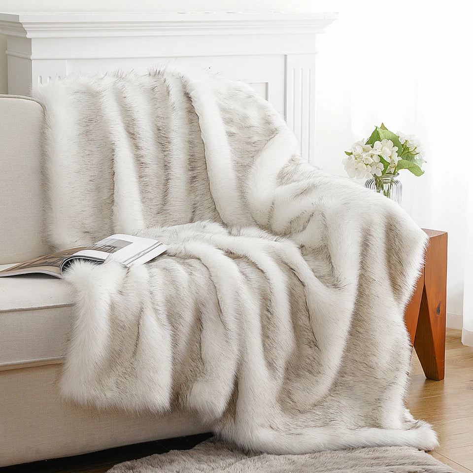 Fuzzy Faux Fur Blanket Throw