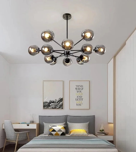 Black Glass Bubble Chandelier