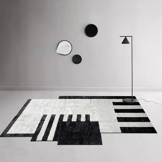 Minimalist Black and White Tapete Rug - Decorstly