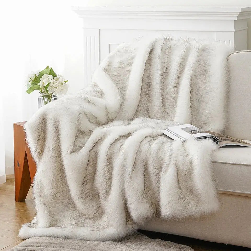Fuzzy Faux Fur Blanket Throw