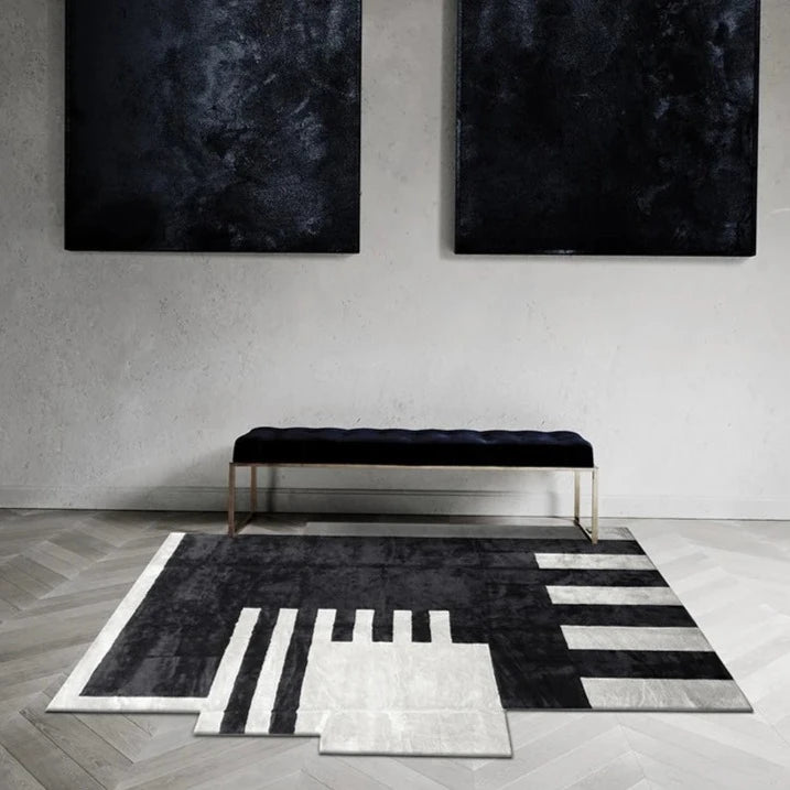 Minimalist Black and White Tapete Rug
