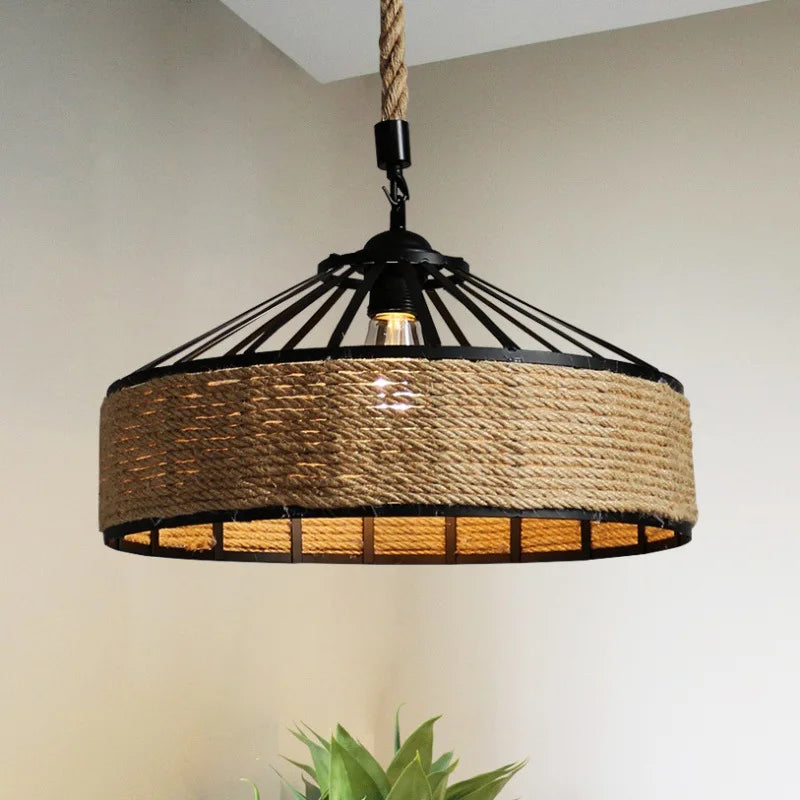 Vintage Rope Shade Pendant Lamp