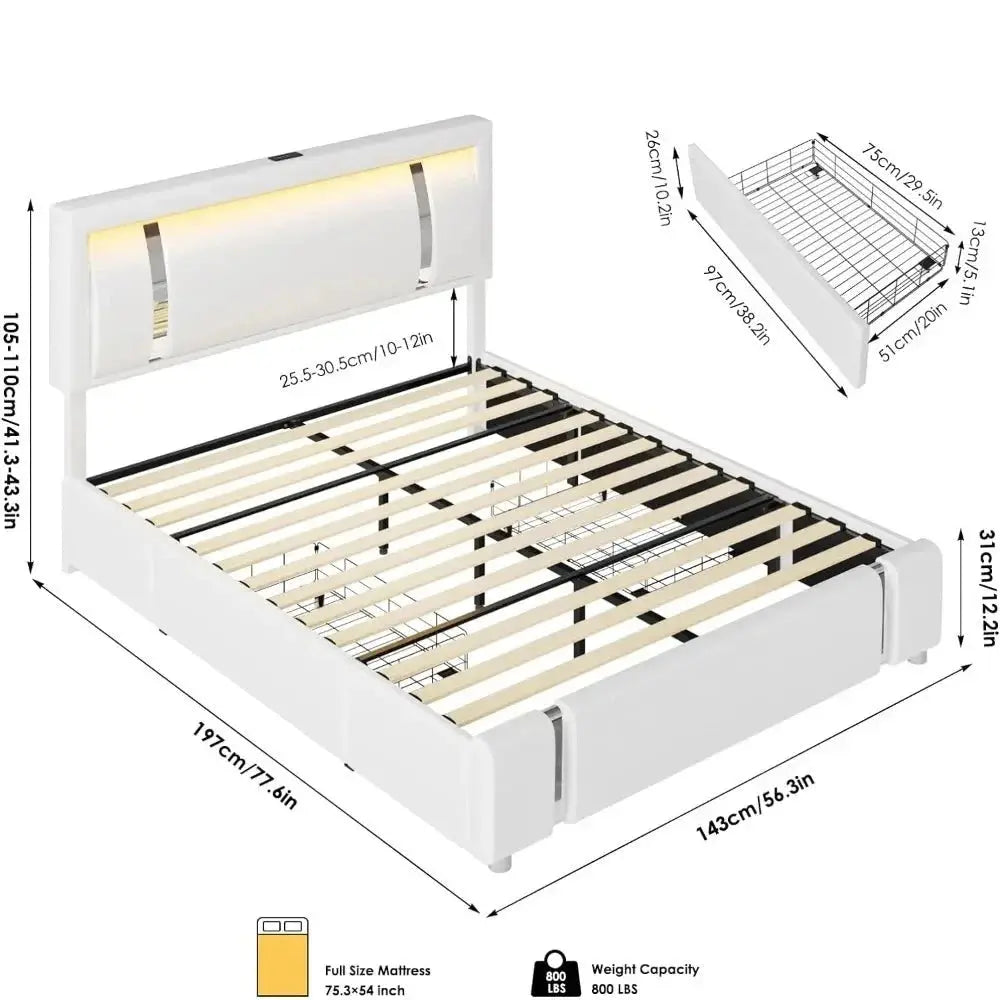 Smart Sleep Leather Platform Bed - Decorstly
