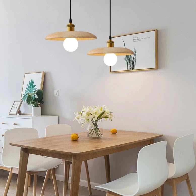 Wooden Saucer Radiance Pendant Light