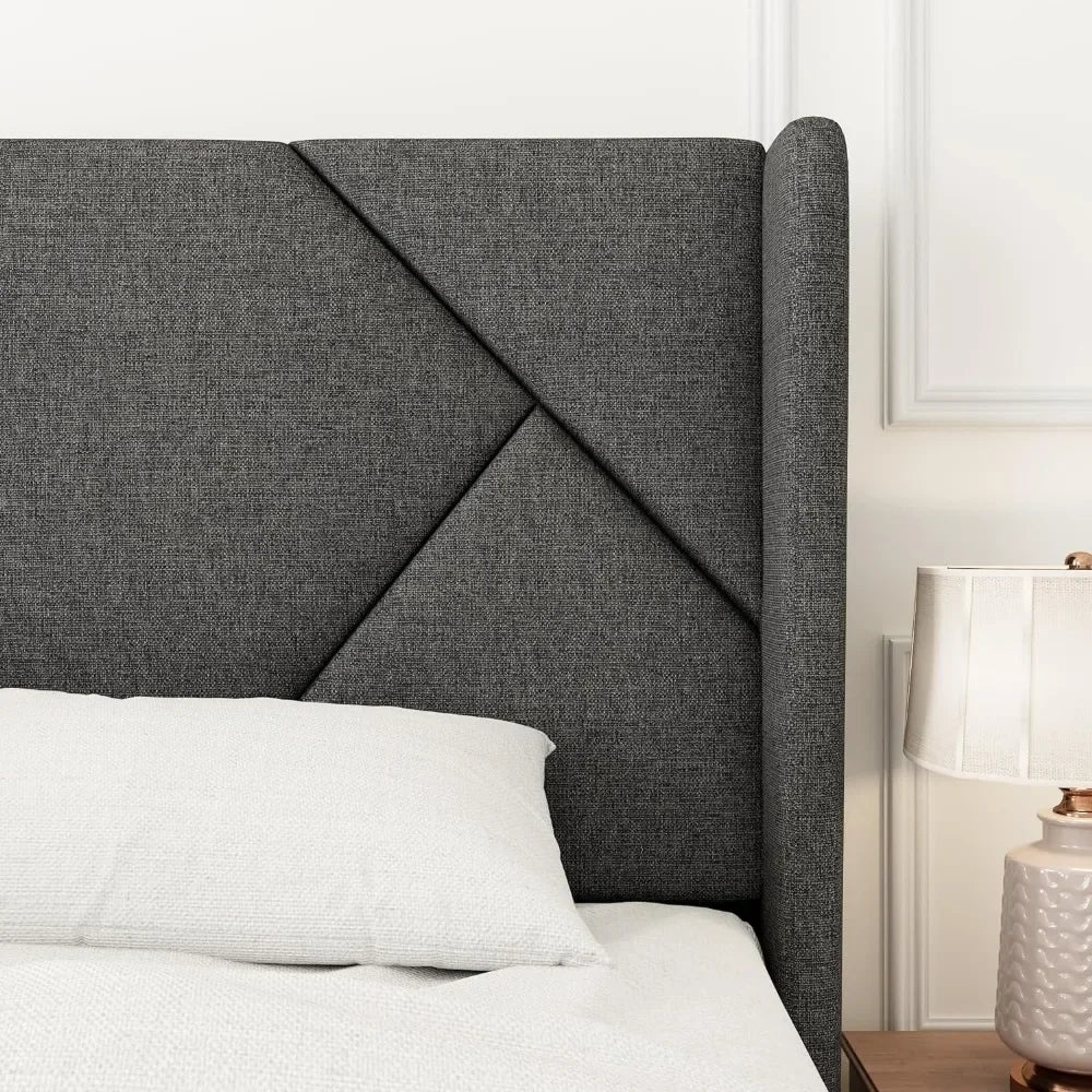 Contemporary Wingback Upholstered Bed