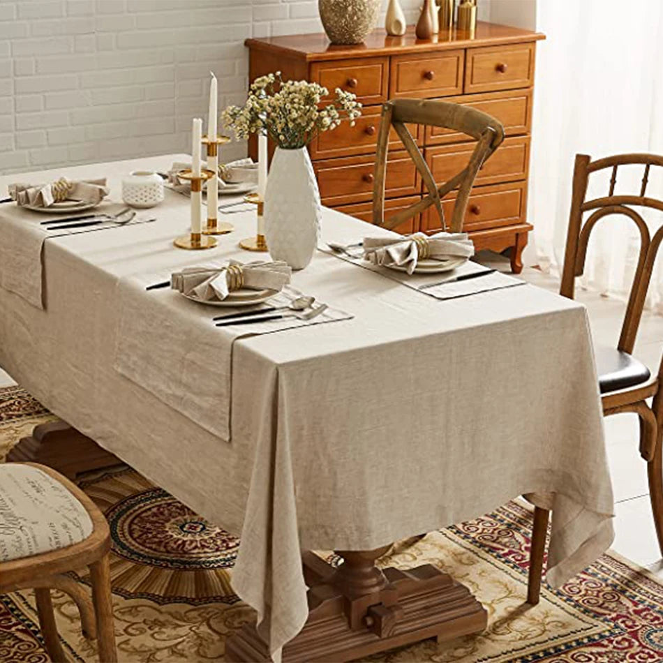 Pure Linen Pastoral Style Tablecloth
