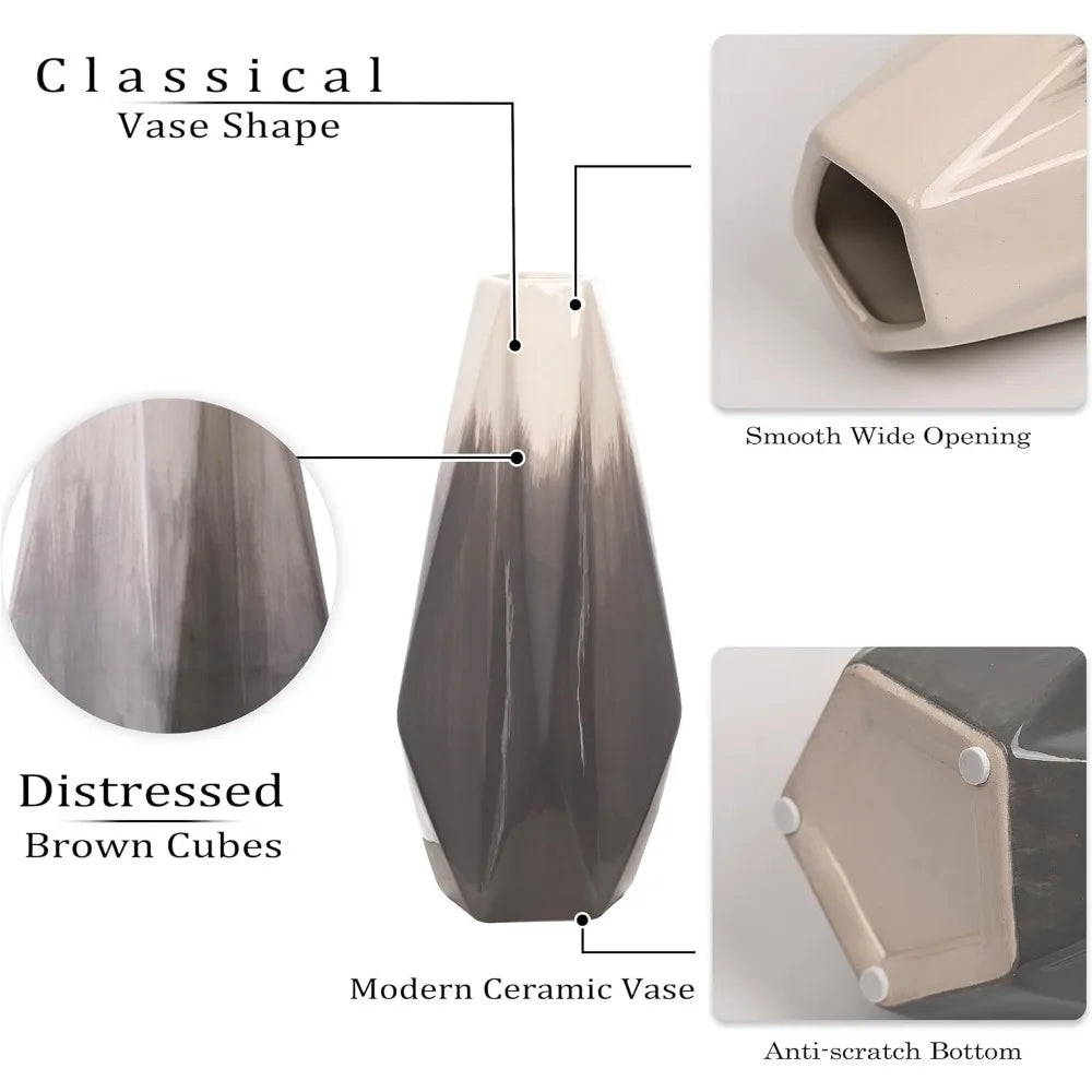 Modern White Grey Vases Set