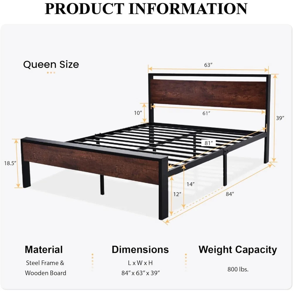 Prestige Wooden Headboard Platform Bed