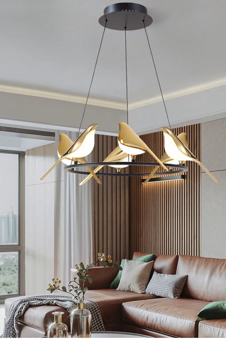 Gold Magpie Bird Chandelier