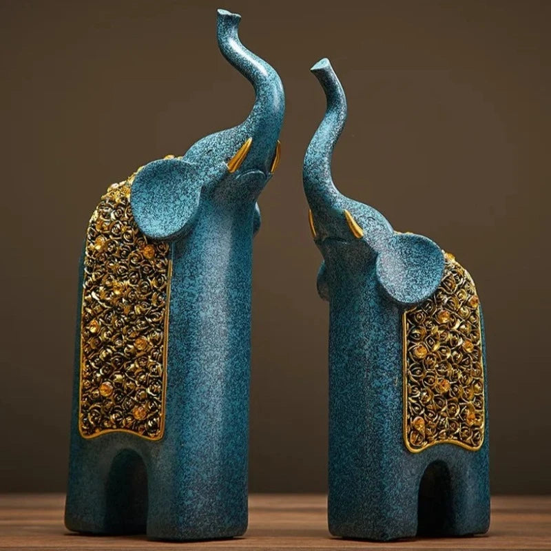 2Pcs Retro Blue Elephant Ornament
