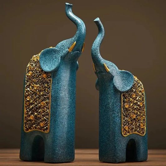 2Pcs Retro Blue Elephant Ornament - Decorstly