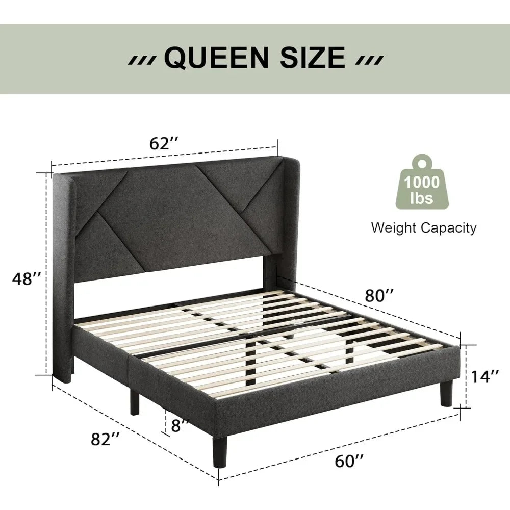 Contemporary Wingback Upholstered Bed