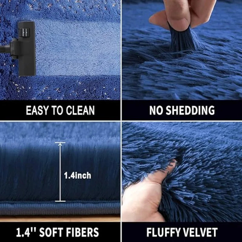 Deep Blue Fuzzy Rug