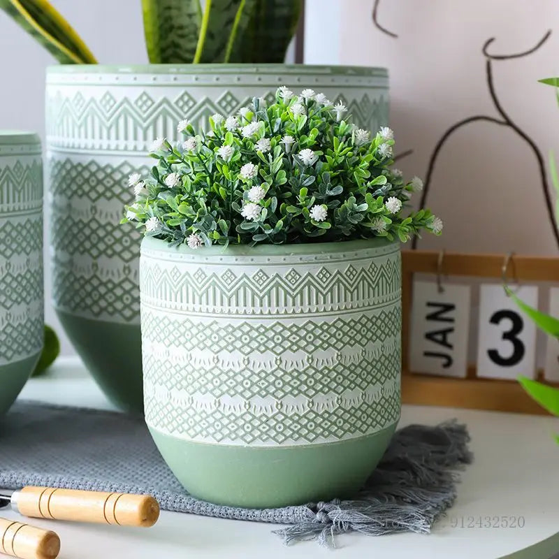 Nordic Leafy Ceramic Flower Pot