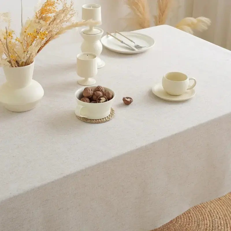 Plain Ruffled Tassels Tablecloth - Decorstly