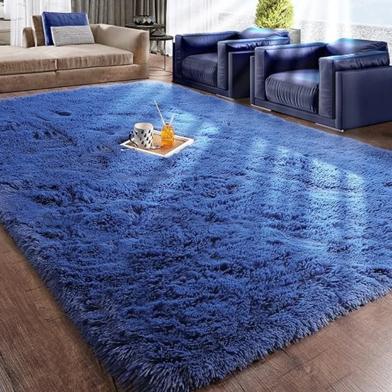 Deep Blue Fuzzy Rug