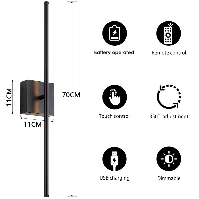 Wireless Linear Tube Wall Sconce 2Pack