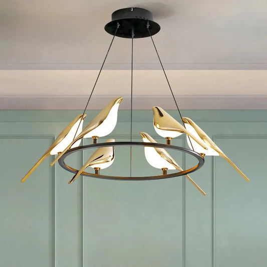Gold Magpie Bird Chandelier