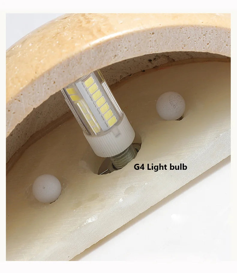 Yellow Travertine Natural Stone Wall Sconce