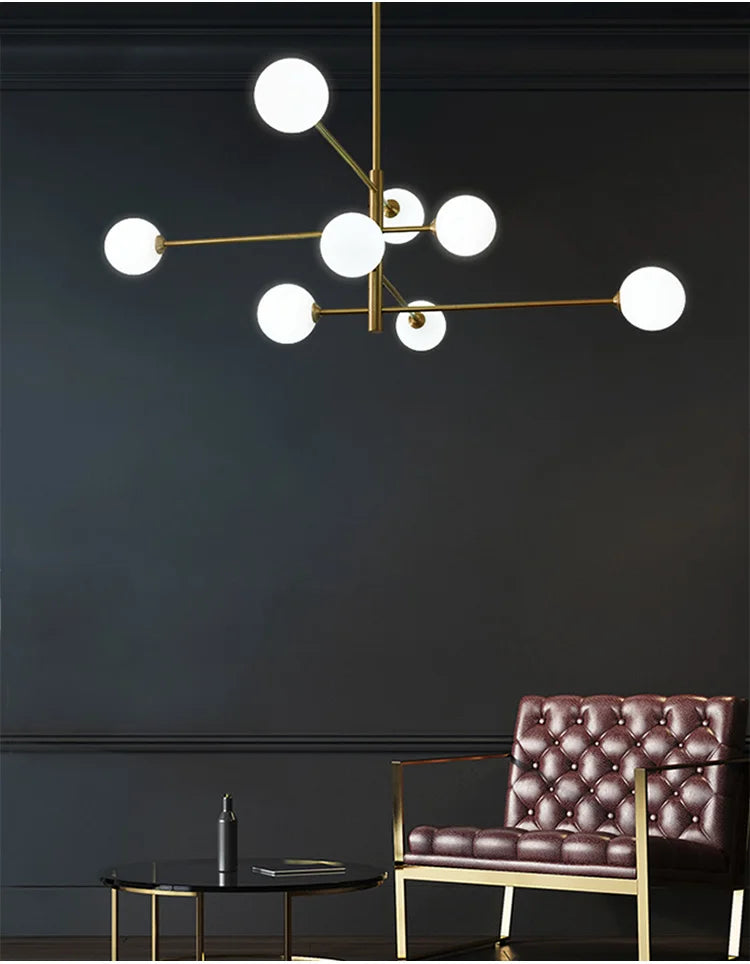 Modern Glass Brass Chandelier
