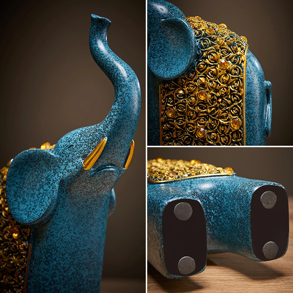 2Pcs Retro Blue Elephant Ornament