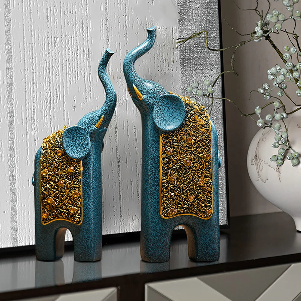 2Pcs Retro Blue Elephant Ornament
