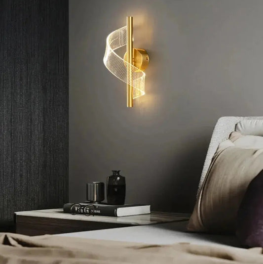 Acrylic Spiral Gold LED Wall Sconce - Decorstly