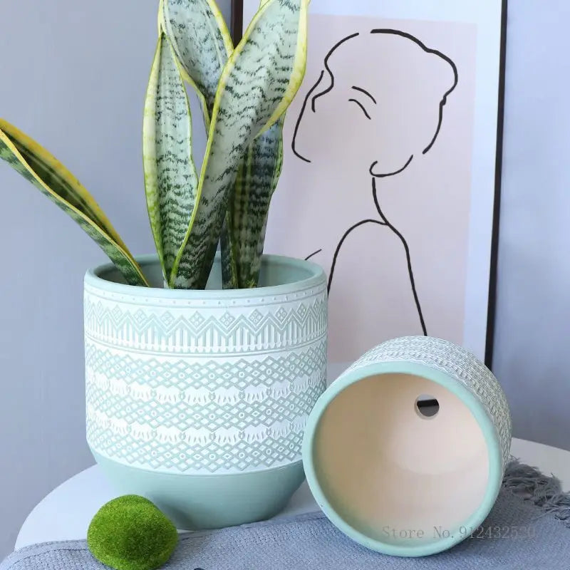 Nordic Leafy Ceramic Flower Pot