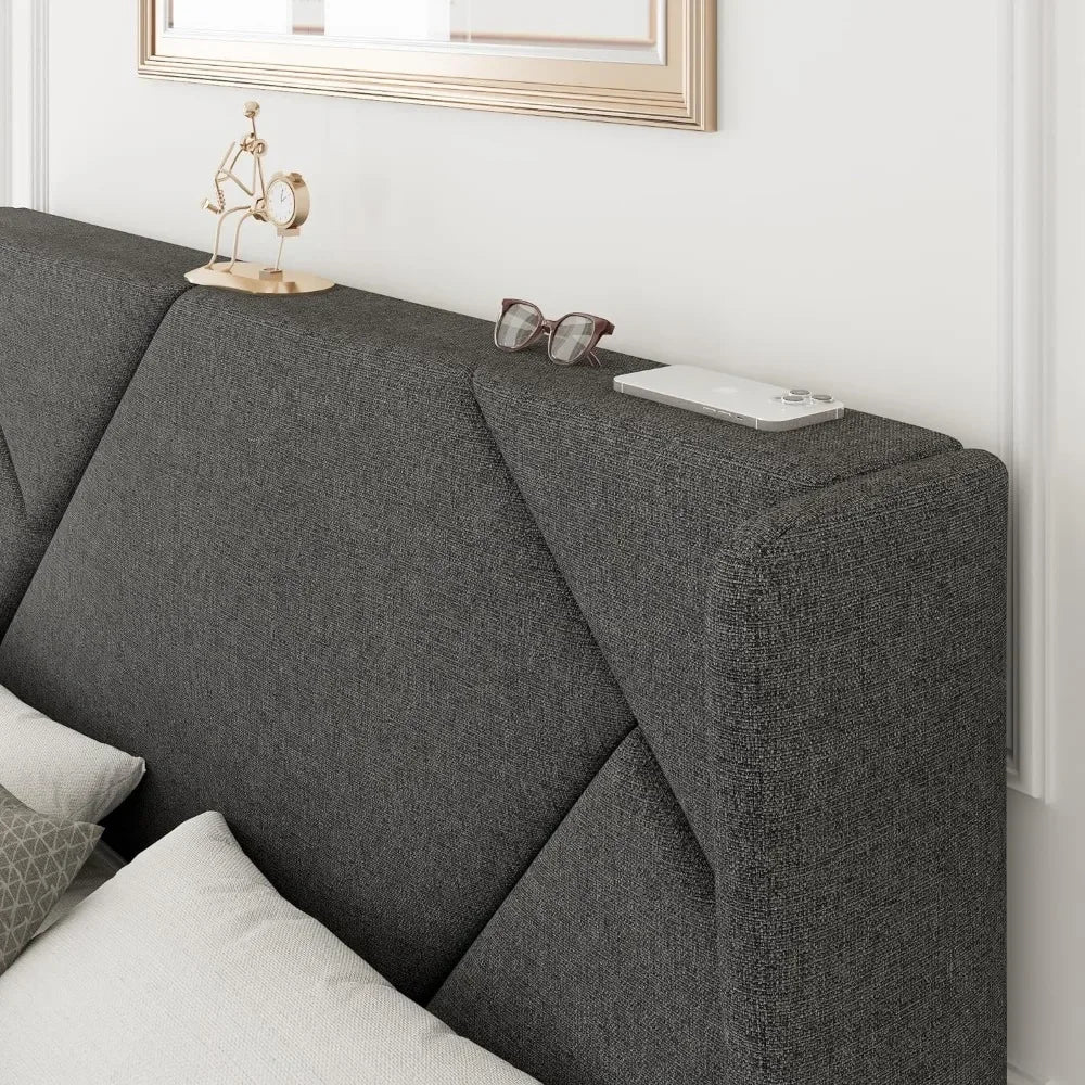 Contemporary Wingback Upholstered Bed